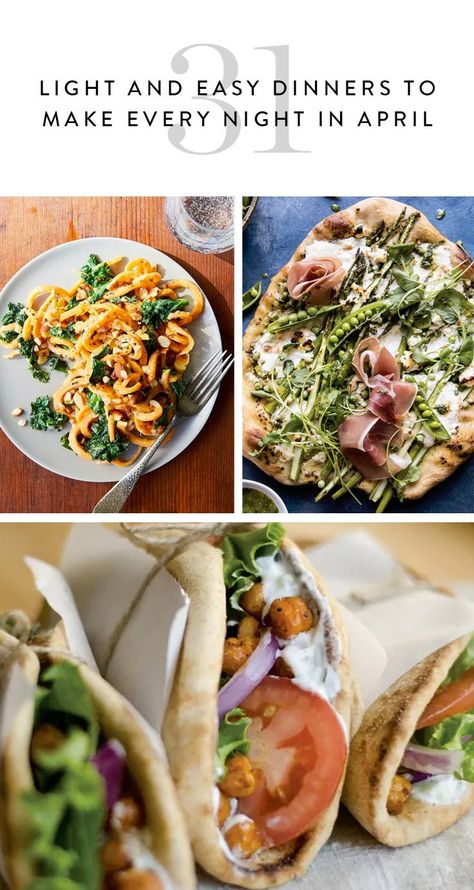 30 Light and Easy Dinners to Make Every Night in April via @PureWow Healthy Dinner Recipes Light, Dinner Spring Recipes, Dinner Recipes Spring Meals, Weeknight Spring Dinner, Easy Spring Recipes Dinners, Best Spring Dinner Recipes, May Meals, Easy Dinner Recipes Spring, Quick Spring Dinner Ideas