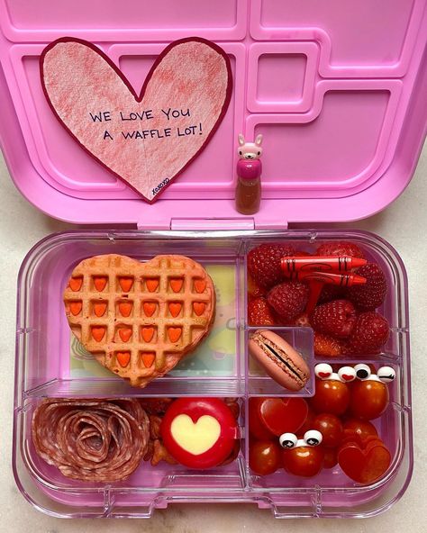 Valentine School Lunch For Kids, Valentines Lunch Ideas For Kids, Valentines Kids Lunch Ideas, Valentines Lunch For Kids, Lunchbox Ideas Kids, Preppy Lunch, Valentines Lunch, Valentine Lunch, Heart Waffles