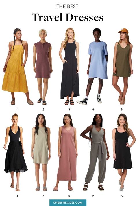 Dress For Travelling, Travel Skirts Summer, Wrinkle Free Dresses, Dresses For Travelling For Women, Travel Maxi Dress, Dresses For Europe Summer, Dresses For Travel, Summer Travel Dresses, Travel Dresses For Women Europe