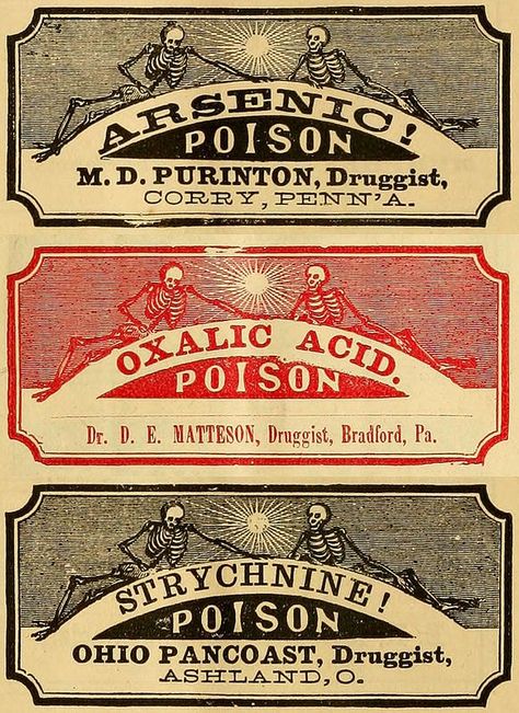 antique poison labels | Vintage Poison warning labels! Use for ... | Vintage Labels and vinta ... Halloween Apothecary, Apothecary Labels, Potion Labels, Halloween Bottles, Etiquette Vintage, Halloween Potions, Halloween Labels, Warning Labels, Halloween Inspiration