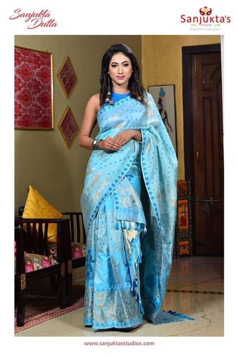 Mekhela Chador, Dress Up, Blue