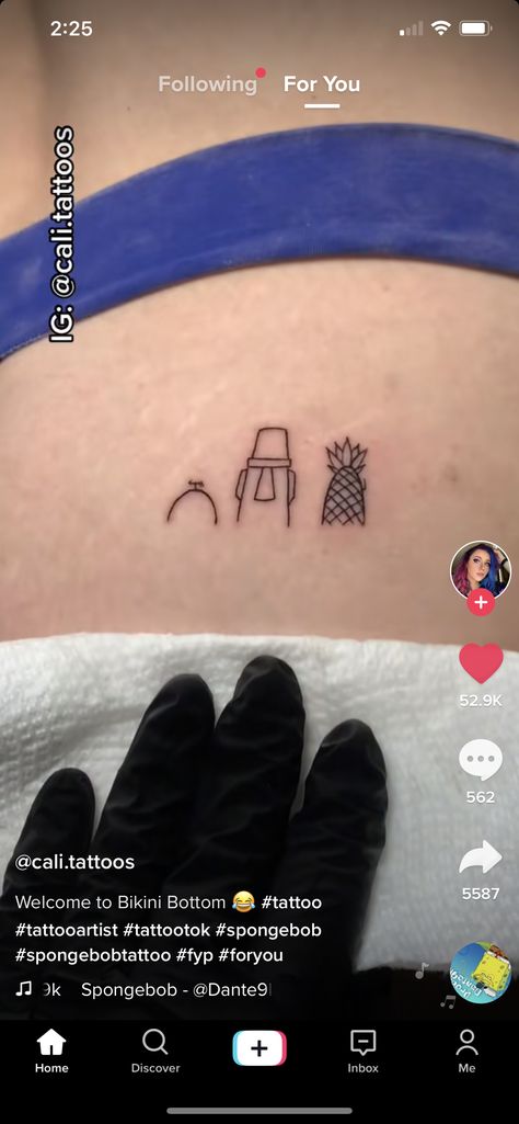 Spongebob Houses Tattoos, Spongebob House Tattoo, Subtle Spongebob Tattoo, Spongebob House, Spongebob Tattoo, House Tattoo, Home Tattoo, Dainty Tattoos, Time Tattoos