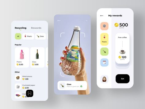 Garbage Sorting, Ui Design Tutorial, Mobile App Design Inspiration, Mobile Interface, Mobile Ui Design, App Design Inspiration, Application Design, Dashboard Design, Ui Design Inspiration