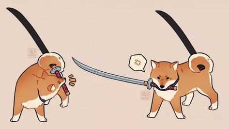 Ghost of Tsushiba #shiba #shibainupuppy #shibainu Shiba Inu Dog Drawing, Shiba Drawing, Shiba Inu Samurai, Shiba Inu Drawing, Shiba Inu Art, Konosuba Wallpaper, Shiba Inu, 귀여운 동물, Swords