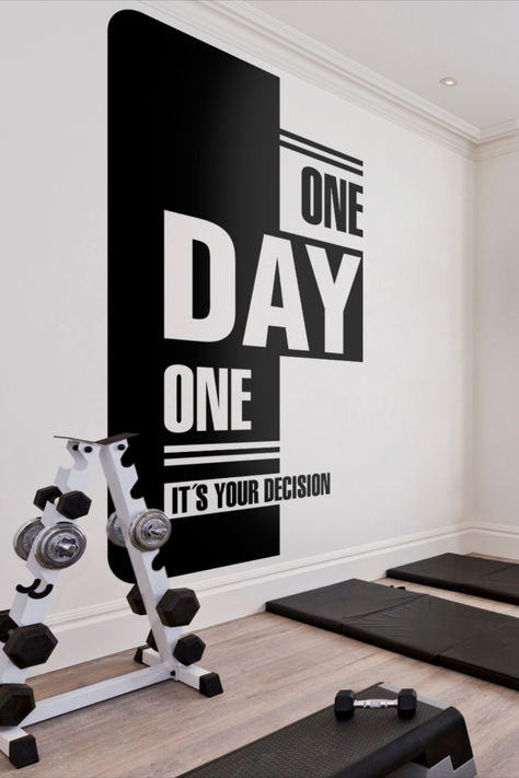 One Day, Day One, Its Your Decison, Gym Wall Decor, Gym Quotes, Gym Walls, Gym Wall Decals, Gym Wall Stickers, Gym Wall Art, Gym Art, Gift Gym Wall Quotes, Fitness Design Gym, Gym Wall Stickers, Home Made Gym, Gym Wall Art, Quotes Gym, House Gym, Gym Wall Decor, Architecture Blueprints