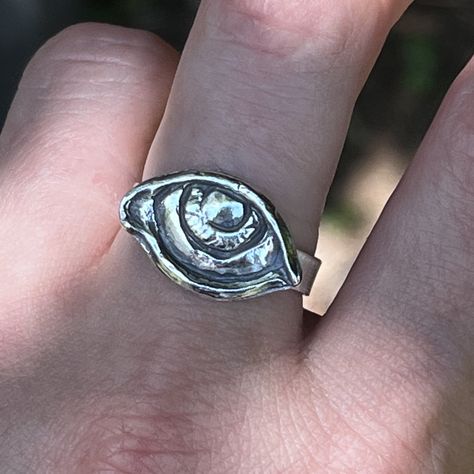 All seeing eye ring   Entirely handmade with fine silver and sterling silver realistic third eye ring in size UK- R 1/2, US- 8 7/8 *Metal: 925 sterling silver *Jewellery will be sent to you in a jewelry eco-box ♻️ *Free next day shipping via  tracked  delivery 📦  *All  jewelry is made by me in my small studio situated in Redhill, UK. If you have any questions please don't hesitate to contact me 🫶. Thank you for stopping by and letting me follow my dreams , Asia* Sterling silver all seeing eye Eye Rings Jewelry, Quirky Rings, Crow Jewelry, Eye Ring Silver, Quirky Ring, Jewlery Rings, Realistic Eye, Silver Eye, Witchy Jewelry