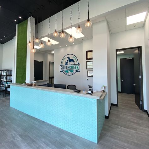 Veterinary Hospital Design & Construction – J.A. Greene Construction Services, LLC Veterinary Hospital Design, Check In Desk, Vet Office Decor, Hospital Reception, Chiropractic Office Design, Front Desk Design, Reception Desk Design, Clinic Interior Design, Hospital Interior