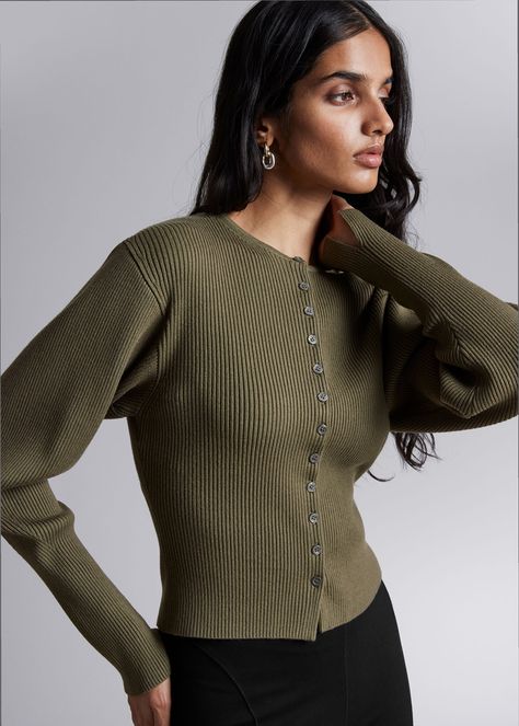 Discover great products at the best prices at Dealmoon. Fitted Rib-Knit Cardigan. Price:$89.10 at & Other Stories School College Outfits, Juliet Sleeve, Khaki Cardigan, Rib Cardigan, Best Cardigans, Cardigan Fits, Every Day Outfits, Pattern Cardigan, Fall Closet