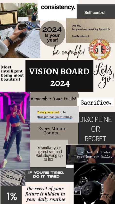 Vision board, manifestation, 2024, nee year goals 2024 Vision Board Discipline, Academic Vision Board, Vision Board Fitness, Vision Board Assignment, God Restores, Spiritual Vision Board, Manifestation Vision Board, Vision Board Themes, Creative Vision Boards