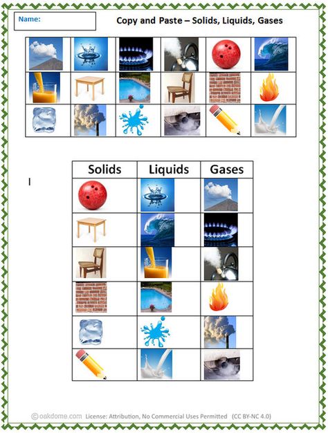 Copy and Paste - Solids - Liquids - Gases Liquid And Solids Preschool, Liquid Solid Gas Preschool, Solid Liquid Gas Activities Kindergarten, Solid Liquid Gas Pictures, Solids Liquids Gases Activities, Solid Liquid Gas Activities 2nd Grade, Solid Liquid Gas Activities, Solid Liquid Gas Examples, Solids Liquids Gases