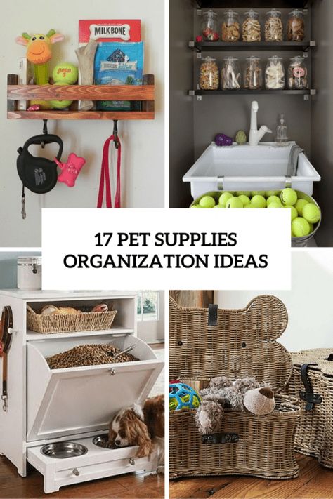 Pet Supply Organization, Pet Organization Ideas, Dog Supplies Storage, Dog Supplies Organization, Diy Pet Ideas, Pet Supplies Organization, Dog Storage, Dog Organization, Animals And Pet Supplies