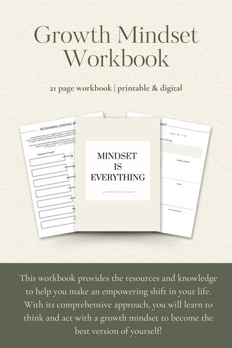 This workbook provides the resources and knowledge to help you make an empowering shift in your life. With its comprehensive approach, you will learn to think and act with a growth mindset to become the best version of yourself. There are 21 worksheets in this bundle in pdf format. [ become the best version of yourself | printable workbook | self growth | self improvement | new year resolution | manifestation 2024 goals | mindset motivation | mindset shift | personal development ] Self Growth Template, Mindset Shift Worksheets, Mindset Worksheet, Manifestation 2024, New Year Resolution, 2024 Goals, Mindset Shift, Personal Growth Plan, Self Growth