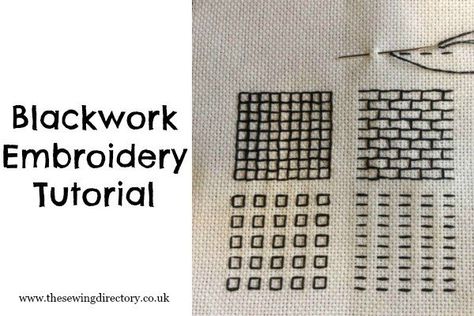 Tutorial on Blackwork Embroidery Needlework Stitches, Blackwork Embroidery Designs, Blackwork Embroidery Patterns, Embroidered Fashion, Blackwork Cross Stitch, Blackwork Patterns, Hungarian Embroidery, Blackwork Embroidery, Stitch Guide