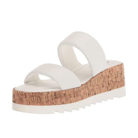 PRICES MAY VARY. Steve Madden Double strap design Wood-like platform Slip on sandal Round toe Dressy Sandals, Sandal Platform, Sandals White, Espadrille Wedge, Kids Luggage, Strap Design, Luxury Store, Wedge Sandal, Espadrilles Wedges