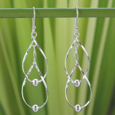 UNICEF Market | Handcrafted Modern Sterling Silver Dangle Earrings - Silver Elegance Geometric Silver Jewellery, Silver Jewelry Diy, Fine Silver Jewelry, Silver Jewelry Earrings, Leaf Jewelry, Homemade Jewelry, Silver Dangle Earrings, Sterling Silver Dangle Earrings, Silver Jewelry Handmade