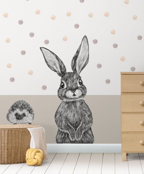 Bunny Rabbit Nursery, Bunny Room, Art Rabbit, Rabbit Nursery, Bunny Nursery, Bunny Wallpaper, Nursery Room Inspiration, Nursery Decals, Nursery Wall Stickers