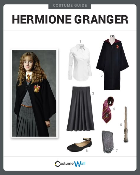 Dress Like Hermione Granger from Harry Potter. See more costumes and cosplays of Hermione. Dress Like Hermione Granger, Hermione Granger Halloween, Harry Potter Dress Up, Maquillage Harry Potter, Hermione Granger Costume, Hermione Costume, Hermione Granger Outfits, Harry Potter Kostüm, Harry Potter Costumes