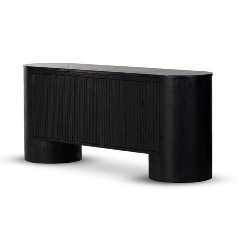 Giovani Media Console Wooden Media Console, Modern Media Console, Modern Entertainment Center, Oak Shelves, Black Console, Modern Tv Stand, Wooden Design, Modern Tv, Vase Candle Holder