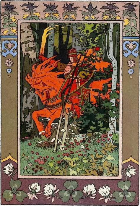 The Deer King, Folklore Painting, Fallen Knight, Vasilisa The Beautiful, Mandala Journal, Ivan Bilibin, Fairy Stories, Stone Cross, Baba Yaga