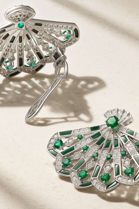 Jewel Drawing, Emerald Jewellery, Haute Jewelry, Statement Stud Earrings, Fan Jewelry, Cocktail Earrings, Expensive Jewelry Luxury, Jewelry Design Drawing, Fan Design