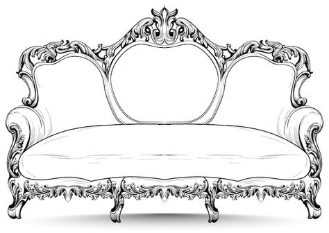 Baroque sofa with luxurious ornaments. f... | Premium Vector #Freepik #vector #old-furniture #vintage-furniture #classic-furniture #antique-furniture French Baroque Furniture, Ancient Furniture, Royal Sofa, French Baroque, Baroque Furniture, Furniture Classic, Furniture Antique, French Luxury, Furniture Vintage