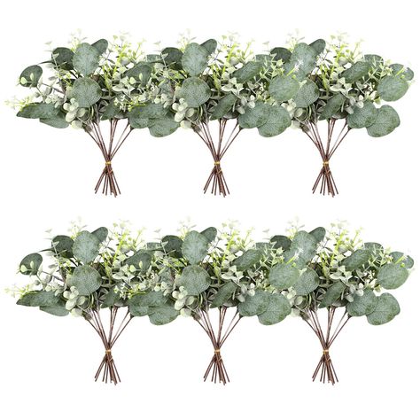 PRICES MAY VARY. [Quantity]; 40 hybrid eucalyptus stems are composed of 20 artificial silver dollar eucalyptus leaves and 20 artificial baby eucalyptus leaves. [Size]: The artificial eucalyptus leaf stem is 11 inches (approximately 27 cm) high and 5.5 inches (approximately 14 cm) wide. [Color]: Artificial eucalyptus stem has clusters of green textured leaves and green seeds. There are various eucalyptus leaves and seeds on the green branches. You can twist each leaf toward the front to add a thr Wedding Bouquet Green, Baby Shower Verde, Mixed Eucalyptus, Bouquet Green, Green Wedding Bouquet, Eucalyptus Stems, Eucalyptus Bouquet, Dollar Eucalyptus, Feuille Eucalyptus