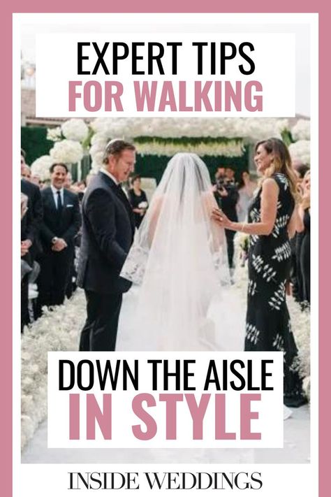 While there are a number of traditions one can choose to follow, bridal stylist Maradee Wahl explains her tips for getting down the aisle in style – from the moment a bride makes her entrance to when she meets her beloved at the altar. What Side Does The Bride Stand On, Bridal Walking Down The Aisle, How To Walk Down The Aisle Wedding, Bridal Party Walking Down The Aisle, Bride Aisle, Bride Walking Down The Aisle, Bridal Stylist, Inside Weddings, Aisle Flowers