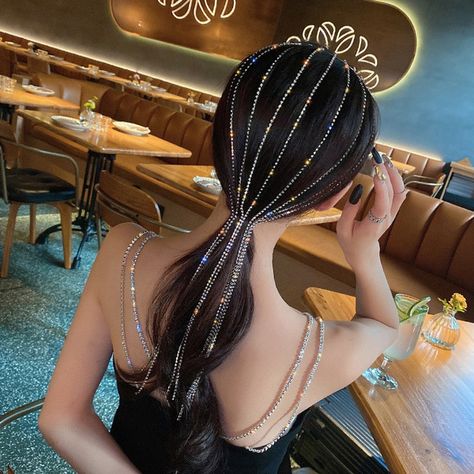 Tassel Headband, Wedding Party Hair, Diamond Hair, Crystal Hair Accessories, Party Hair Accessories, Hair Chains, Hair Accessories Collection, Party Hair, Rhinestone Headband