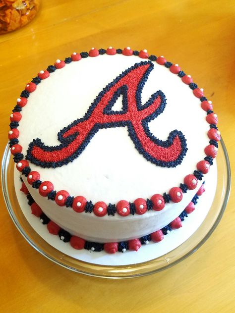 Atlanta Braves Cake Braves Baseball Birthday Party, Atlanta Braves Party Ideas, Atlanta Braves Birthday Party, Braves Cake Ideas, Atlanta Braves Cupcakes, Atlanta Braves Birthday Cake Party Ideas, Braves Birthday Cake, Atlanta Braves Cake, Atlanta Braves Birthday