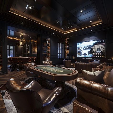 12 Tips for Creating the Ultimate Man Cave - The Styled Abode Bat Cave Man Cave, Games Room Ideas Man Caves, Whiskey Lounge Man Caves, F1 Man Cave, Home Poker Room, Men Cave Ideas Room, Office With Bar, Luxury Mancave, Modern Spanish Home Interior