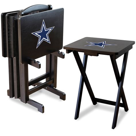 Show your team spirit by having your team's logo displayed proudly on your snack trays. Dallas Cowboys Pool Table, Dallas Cowboys Rocking Chair, Dallas Cowboys Candy Table, Dallas Cowboys Room Decor, Dallas Cowboys Room, Dallas Cowboys Crafts, Tv Tray Set, Dallas Cowboys Gifts, Cowboy Room