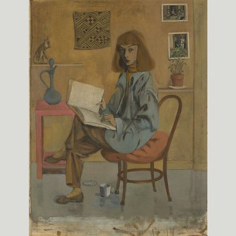 Painting of woman sitting by a desk`- Elaine de Kooning Self-Portrait (1946) Elaine De Kooning, People Reading, Helen Frankenthaler, Richard Diebenkorn, Franz Kline, Robert Motherwell, Joan Mitchell, Robert Rauschenberg, Jasper Johns