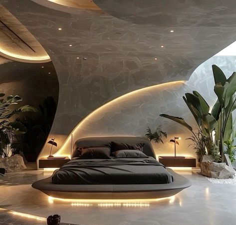 High Tech Interior Design, Tech Interior Design, Futuristic Bed, Futuristic Room, High Tech Interior, Bedroom Design Styles, Luxury Villa Design, Contemporary Mediterranean, Bali House