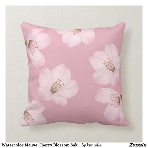 Watercolor Mauve Cherry Blossom Sakura Pillow Sakura Pillow, Watercolor Light, Pink Pillow Covers, Pink Cherry Blossom, Summer Pillows, Cat Cushion, Sofa Seat, Pink Home Decor, Floral Throw Pillow Covers