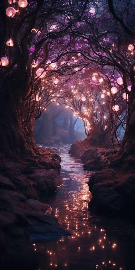 Magic Wallpaper Iphone, Magical Forest Aesthetic, Mystical Wallpaper, Magical Wallpaper, Wallpapers Winter, Fae Aesthetic, February Wallpaper, Magical Landscapes, Colourful Wallpaper