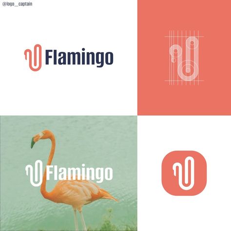 Flamingo Branding, Flamingo Logo Design, Captain Logo, Lettering Poster Design, Flamingo Birds, Flamingo Logo, Travel Agency Logo, Lettering Poster, Fashion Logo Branding