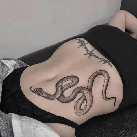 Abdomen Tattoo, Cobra Tattoo, Medusa Tattoo Design, Serpent Tattoo, Waist Tattoos, Belly Tattoos, Belly Tattoo, Fire Tattoo, Medusa Tattoo