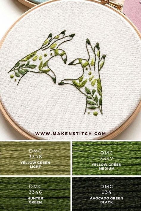 Dmc Color Combinations Embroidery Thread, Embroidery Color Combinations, 2 Color Combinations, Green Color Combinations, Anchor Threads, Anchor Embroidery, Green Embroidery, Color Palette Yellow, Monochromatic Color Scheme