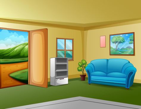 Room Escape Games, Living Room Cartoon, Living Room Illustration, House Cartoon, Free Green Screen, Escape Games, Living Room Images, Escape Room Game, Cartoon House