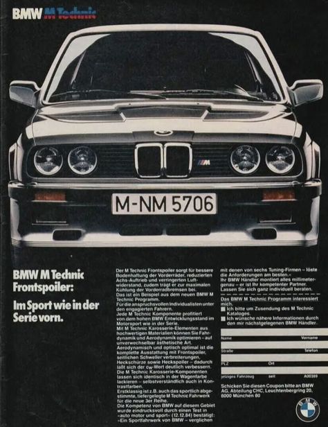 AisleOne on Twitter: "1980s BMW M Technik brochure. https://t.co/866yJ6lNbi" / Twitter Bmw E30 Poster, Car Posters Aesthetic, E36 Poster, E30 Poster, Car Brochure, Bmw Classic, Street Racing Cars, Car Advertising, Car Magazine