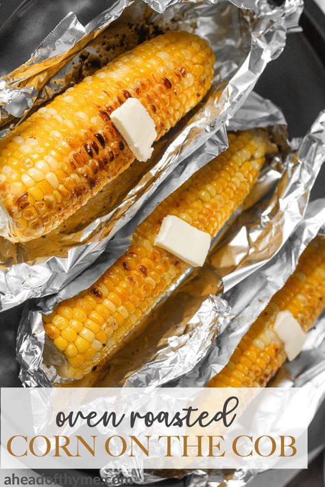 Roasted Corn On The Cob, American Meals, Oven Roasted Corn, Resep Vegan, Roasting Garlic In Oven, Potato Slices, Soup Appetizers, Roasted Corn, American Recipes