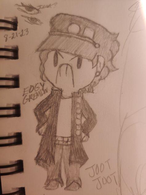 JoJo's Bizarre Adventure, JJBA, Jotaro, Jotaro Kujo, Jotaro Kujo Fanart, Doodle, Silly Sketch Jjba Doodles, Jotaro Kujo Fanart, Jojo Sketch, Jojo Doodles, Jojo Drawing, Jjba Jotaro, Jjba Art, Kujo Jotaro, Jotaro Kujo