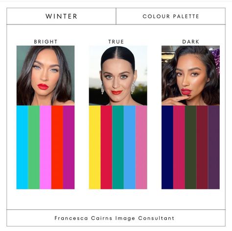 Winter Color Palette Hair Colors, Soft Body Type, Deep Winter Hair Color, Color Palette Hair, Clear Winter Color Palette, Palette Hair Color, Color Palette Outfit Ideas, Bright Winter Color Palette, True Winter Palette