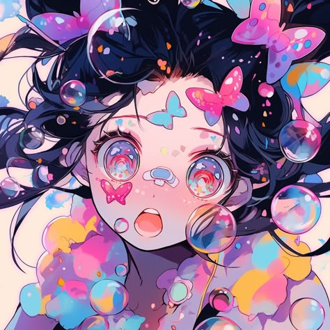 Low Pigtails Drawing, Colorful Anime Pfp, Batman Pop Art, Colorful Anime, Illustration Kunst, Arte Do Kawaii, Famous Paintings, 캐릭터 드로잉, Going Viral