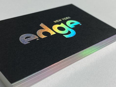 Holographic & Foil Printing - Printing Techniques — Publicide Kraft Business Cards, Colorplan Paper, Thick Business Cards, Holographic Print, Foil Business Cards, Nyc Print, Nail Art Studio, White Business Card, Black Business Card