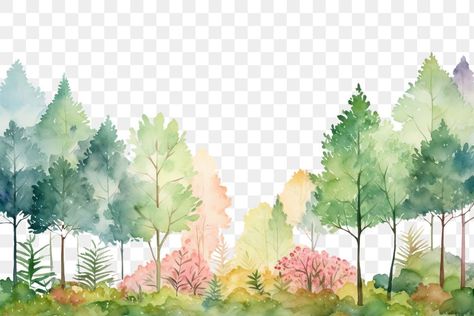 Watercolor Art Forest, Couple Forest, Trees Backdrop, Backgrounds Landscape, Aesthetic Pngs, Forest Elements, Backdrop Backgrounds, Couple Illustration Wedding, Forest Watercolor