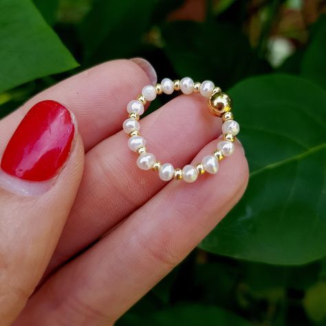 Beaded Stacking Rings, Pearls Ring, Real Pearl Jewellery, Pearl Drop Earrings Bridal, Teardrop Pearl Earrings, Bridesmaid Pearl Earrings, Seed Pearl Ring, Bridesmaid Gifts Earrings, Pearl Jewelry Gift