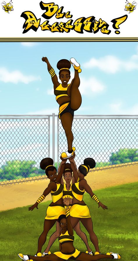 Black Cheerleaders, Chocolate Honey, African American Artwork, Dope Cartoon Art, Black Cartoon, Black Love Art, Black Art Pictures, Honey Bees, Dope Art