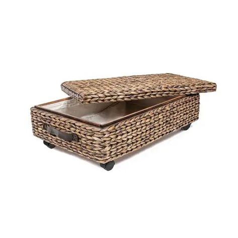 happimess Chett Minimalist Hand-Woven Hyacinth/Wood Underbed Storage Bin with Wheels and Handles - On Sale - Bed Bath & Beyond - 39091389 Under Bathroom Sink Storage, Under Bathroom Sink, Light Walls, Organizing Items, Bathroom Sink Storage, Lidded Baskets, Wall Mirror With Shelf, Underbed Storage, British Colonial Style