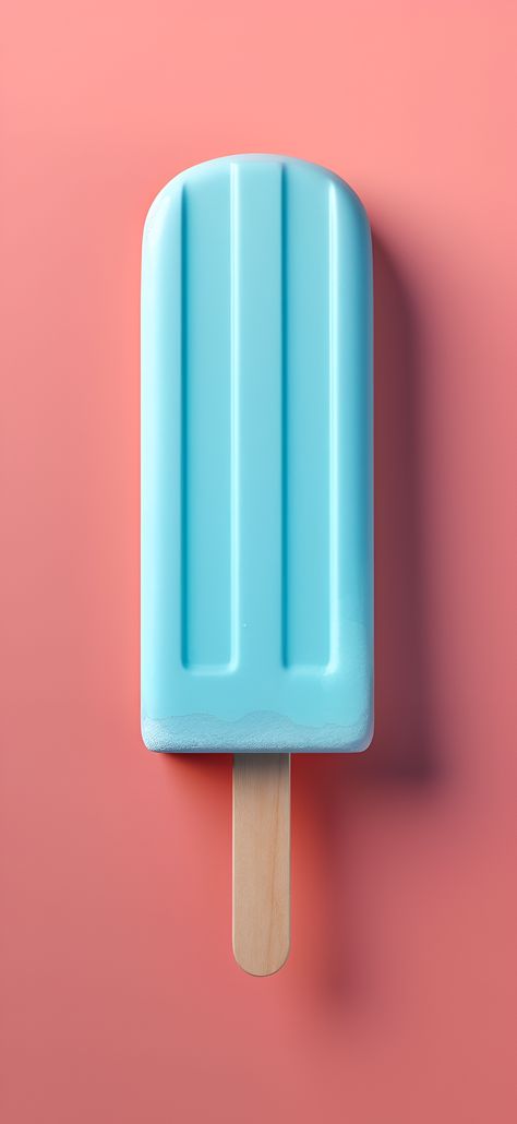 Aesthetic wallpaper featuring an icy baby blue popsicle against a lively coral background, encapsulating the carefree spirit of summer for both iPhone and Android users. Coral Background Aesthetic, June Vibes, Coral Aesthetic, Blue Popsicle, Aesthetic Wallpaper For Iphone, Summer Aesthetic Wallpaper, Popsicle Art, Simplistic Wallpaper, Coral Background